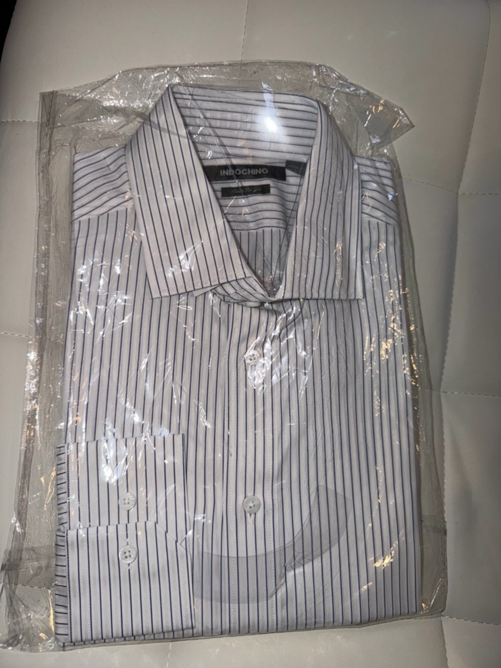 Indochino Blue & White Striped Dress Shirt